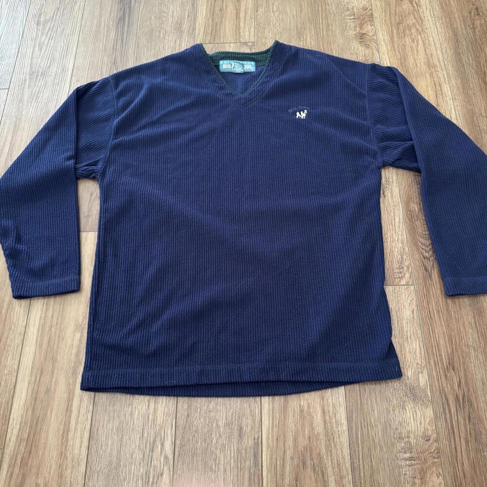 Vintage Big Dogs Fleece Knit V Neck 90s Y2K
